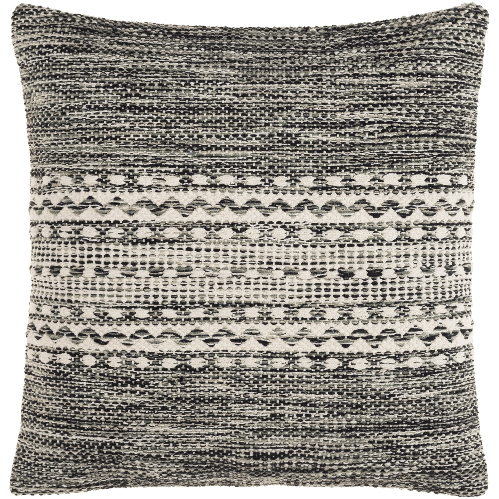 Julian Geometric Cotton Throw Pillow, Black/Charcoal, Down, 18" x 18"