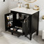 Meuble-lavabo de 30 po avec lavabo, deux portes avec tablette, charnières de porte à fermeture en douceur, style rétro-749462040