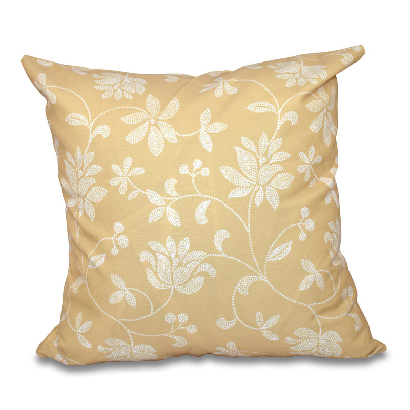 Housse et insert de coussin d'extérieur carré Botanical Blooms, 26 po x 26 po, Jaune, Duvet synthétique
