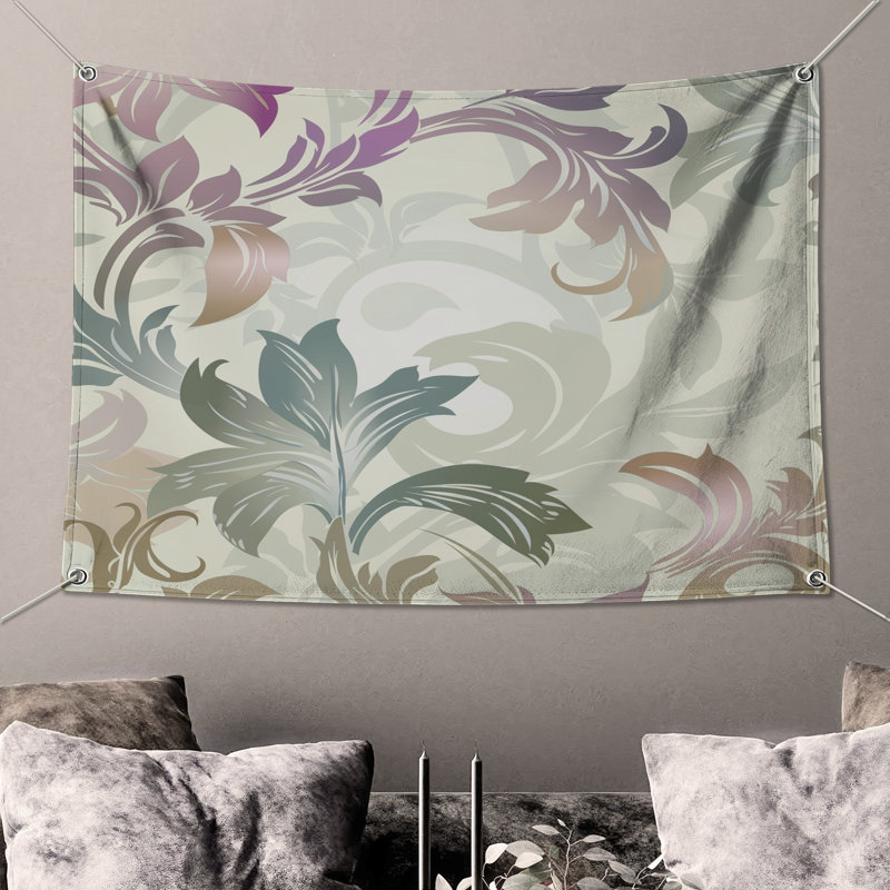 Tapisserie murale florale - Décoration murale à motif, H 68 po x l 80 po avec 4 œillets