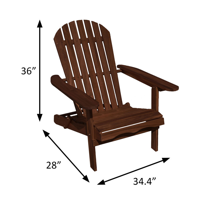 34.4" W Rustic Adirondrack Chair, Dark Brown, Dark Brown