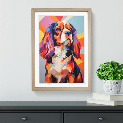 Cavalier King Charles Spaniel Constructivism - Single Picture Frame Print on Wood