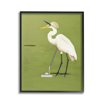 «Golfing Heron Bird», art de la giclée encadrée par Christine Reichow