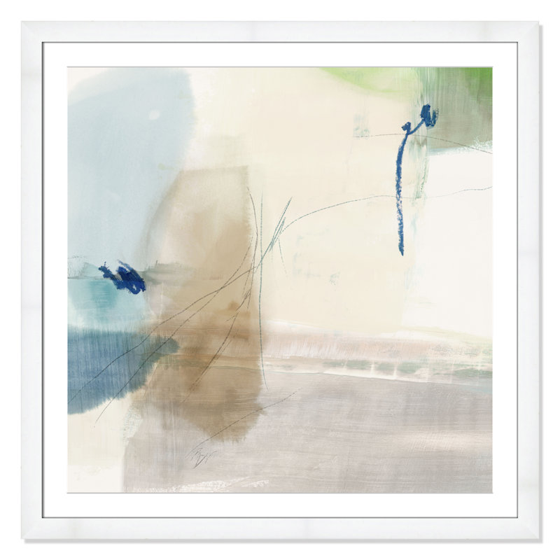 «Aquamarine Whispers II» par Casa Fine Arts, Cadre blanc, H 37,5 po x l 37,5 po