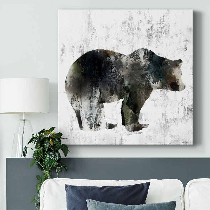 Ours totem sur toile, H 8 po x l 8 po