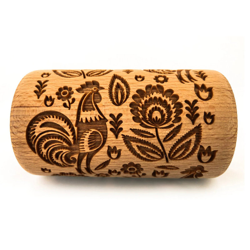 Stodola Beech Wood Embossed Rolling Pin