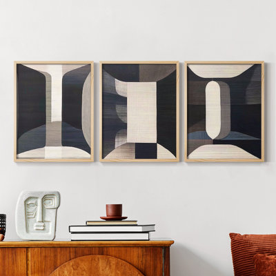 Abstract  Series  CCII  -Set Of 3 Framed Giclee Prints -Ready to Hang