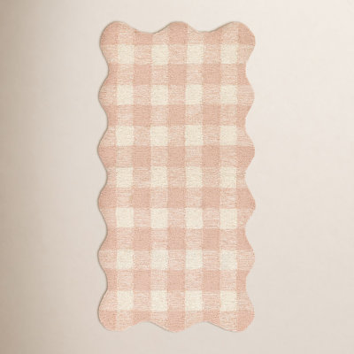 Lola Pink Hand-Tufted Plaid Wool Rug