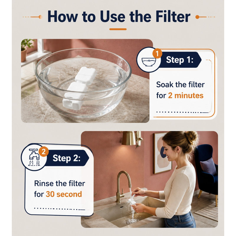 12-Piece Replacement Filter and Sponge Set for compatible pet water fountains.