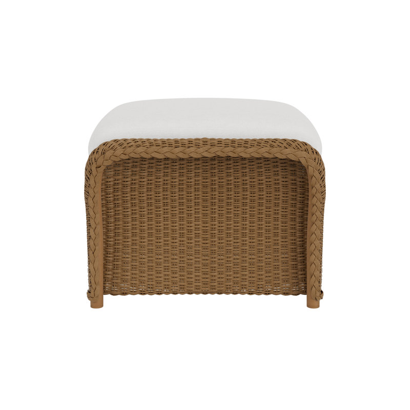 Weekend Retreat Outdoor Ottoman, Canvas Natural, Hickory
