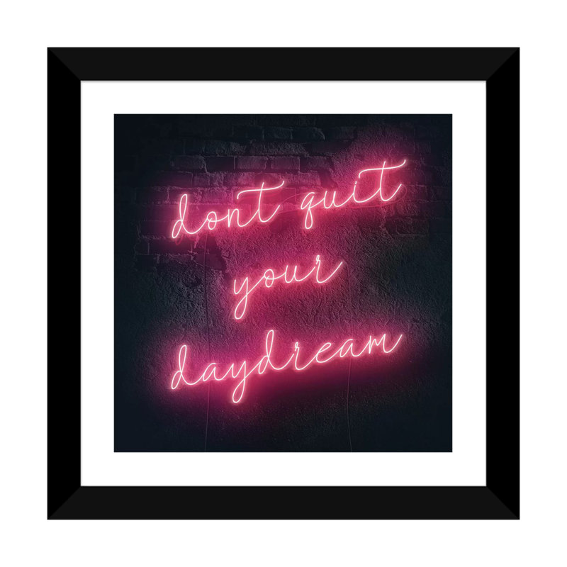 «Neon Inspo III» par Victoria Borges - impression d'art graphique, H 24 po x l 24 po x P 1 po, Papier encadré noir, Blanc