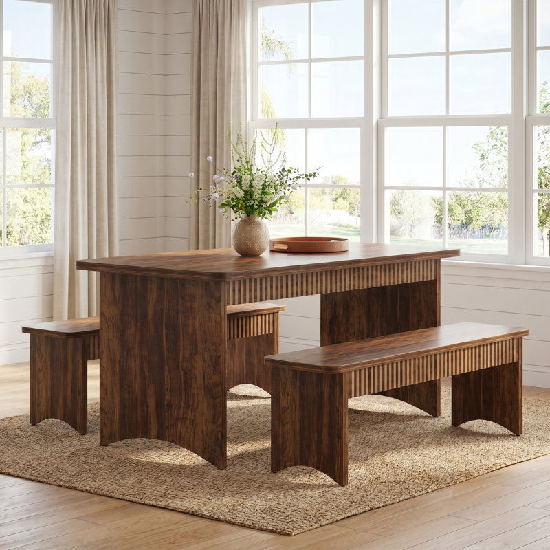 55.1" Dining Table Set with 2 Benches