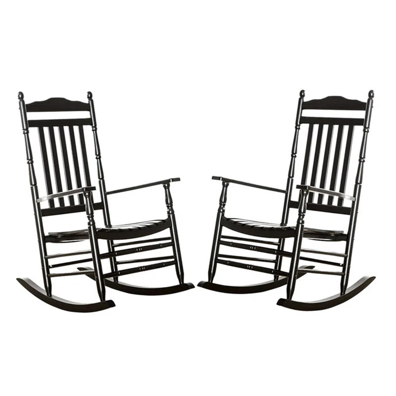 Chaise berçante d'extérieur en bois massif, Noir