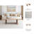 Travertine Coffee Table with Natural Wood Base, Rectangular Living Room Table in Warm Earth Tones, 55"