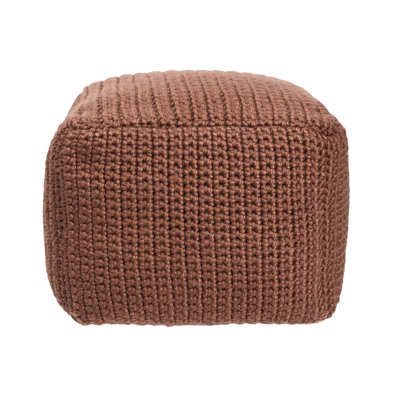Prism 18" Wide Handwoven Square Pouf, Terra Cotta