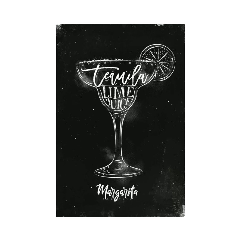 Margarita Cocktail Black Background - Wrapped Canvas Print, 20.32 cm H x 30.48 cm W