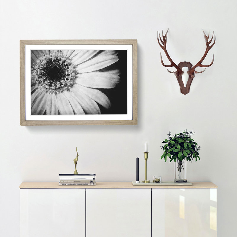 Pretty Flower - Picture Frame Painting Print, 45cm H x 63cm W x 2cm D, Oak Framed