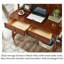 Bureau traditionnel en bois massif avec huche, finition noyer rétro, bureau multi-rangement