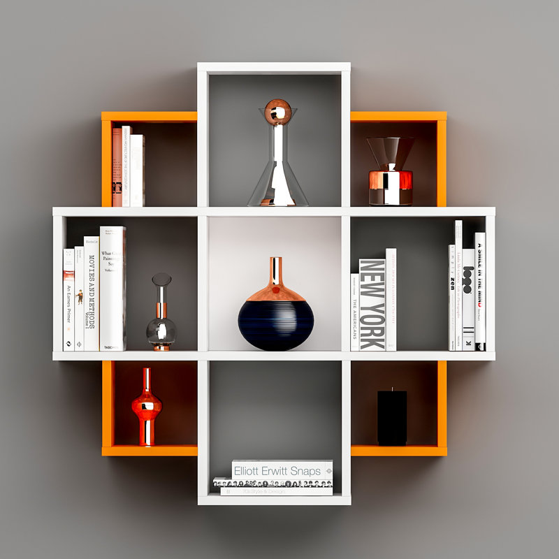 Zaria Cube Shelf, White/Orange