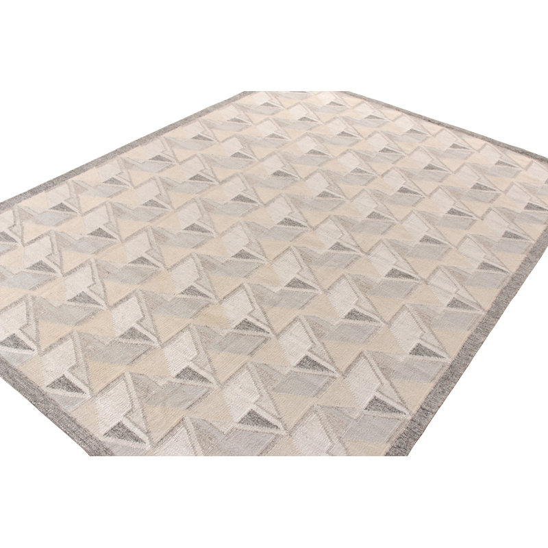 Scandinavian Wool Geometric Area Rug, Rectangle 10' x 14'