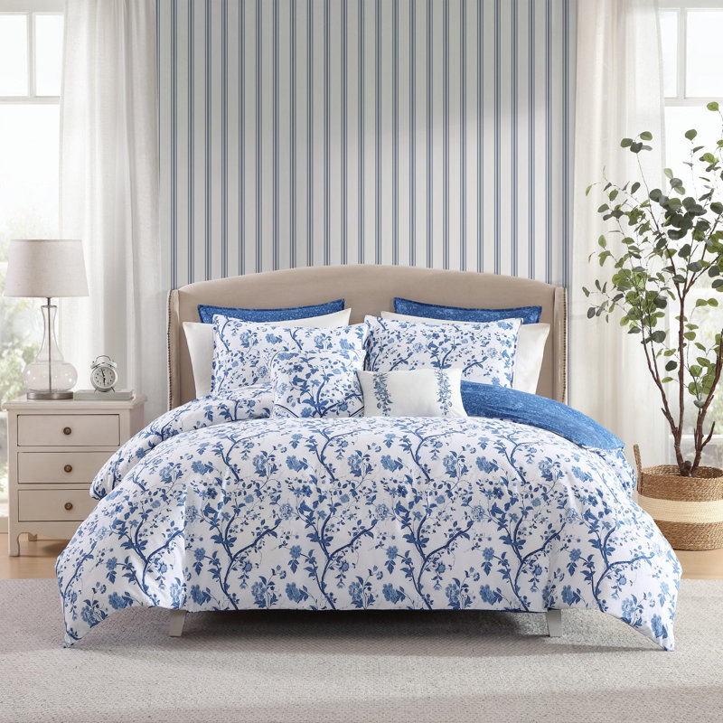 Ensemble de housse de couette en coton Laura Ashley Elise, Housse de couette très grand + 2 taies décoratives