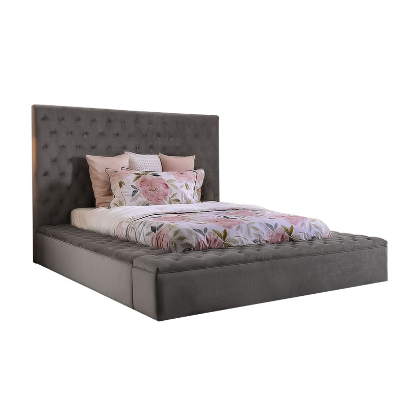 Chambre à coucher Eagleville avec finition noire, Gris, Très grand