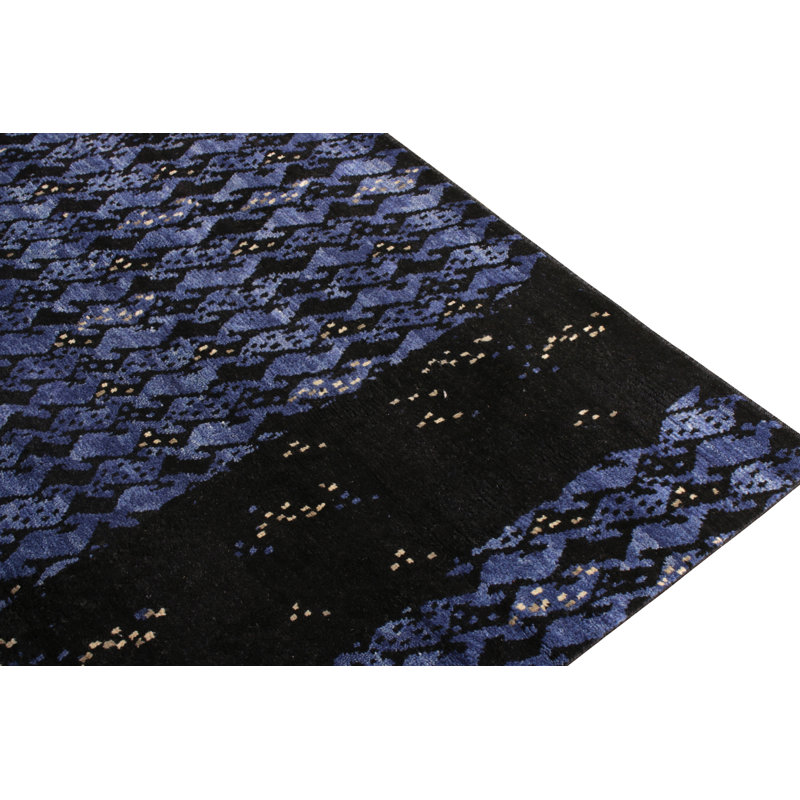 Scandinavian Hand Knotted Wool Geometric Area Rug, Rectangle 5' x 8'