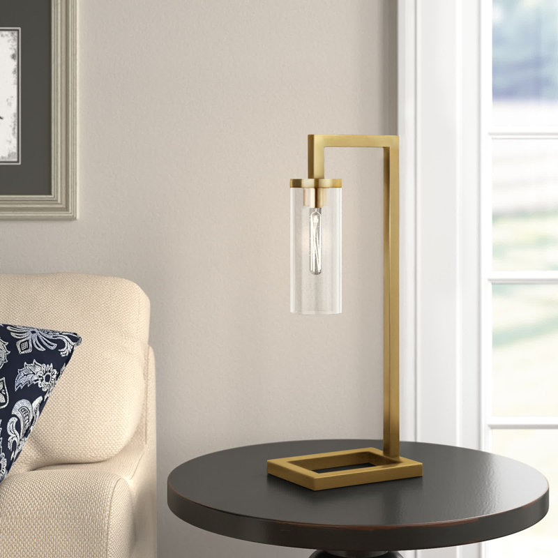 Lampe de bureau 26 po Malva, Laiton, Verre transparent