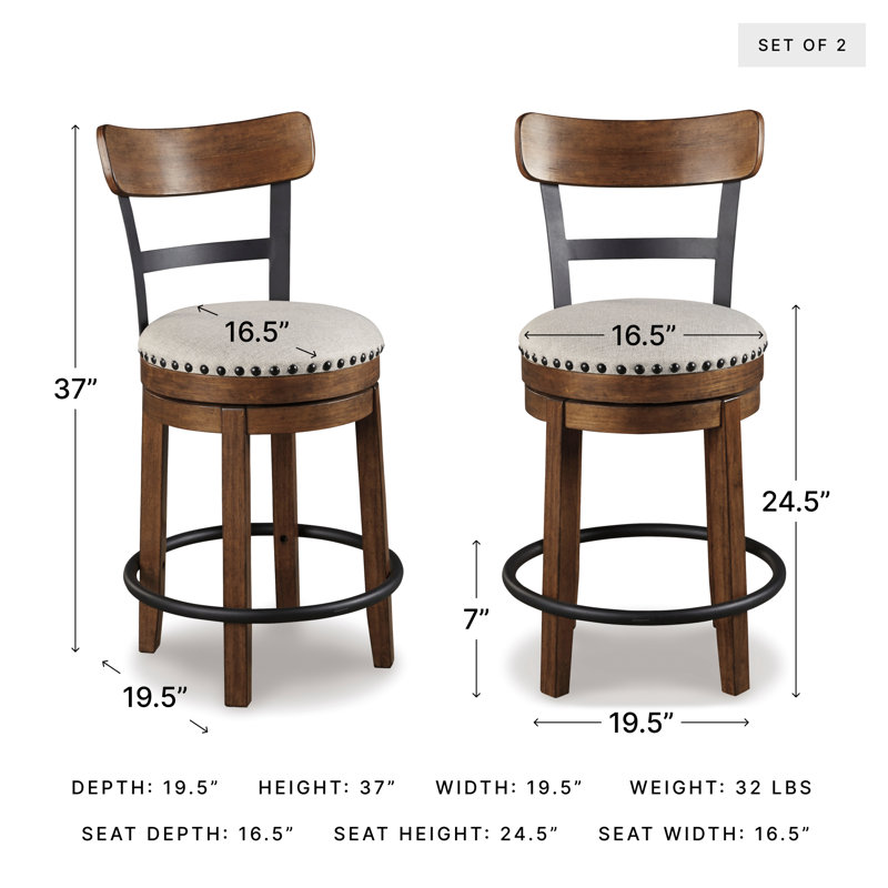 Upholstered Counter Stool, Brown, Counter Stool (24" Seat Height)