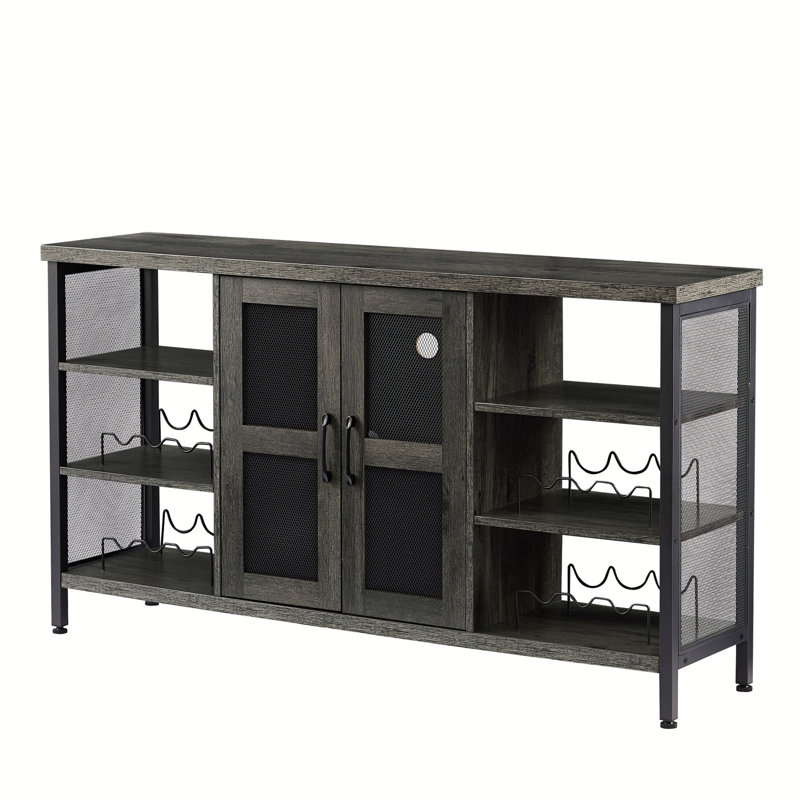 Buffet avec porte-bouteilles et porte-verres à pied Tingsley, Gris