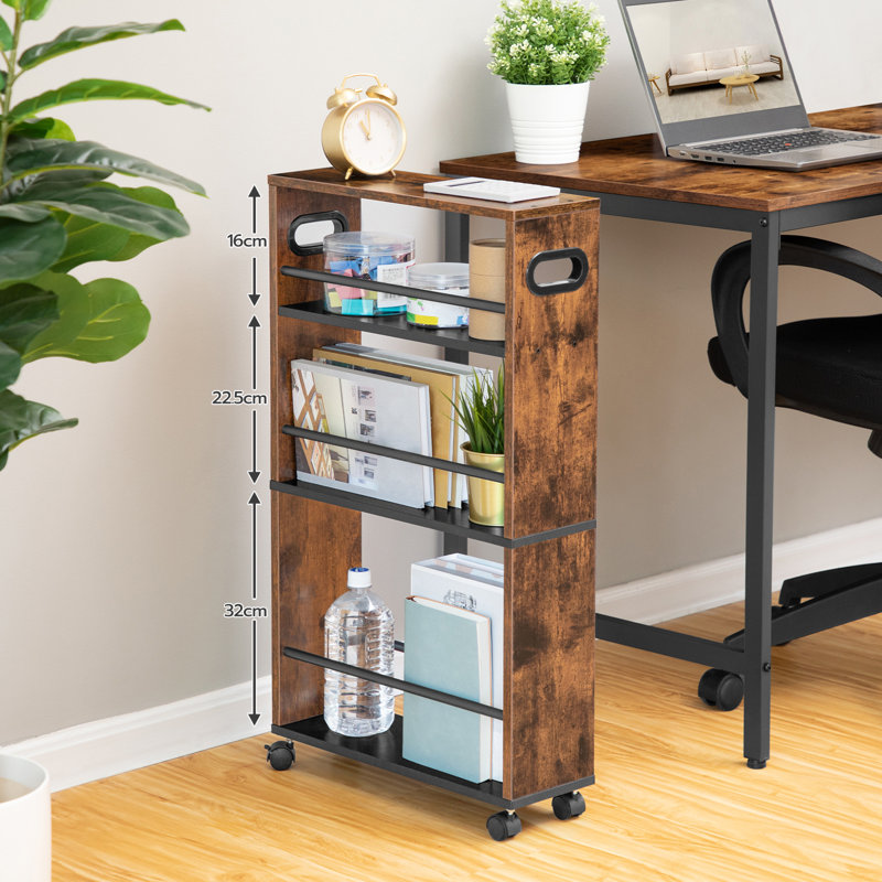 Christerfer Wood Bar Cart, Black/Rustic Brown
