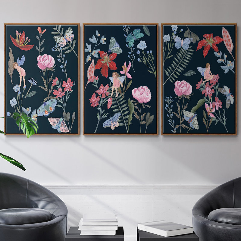 Étude de feuilles d'automne I 3 pièces, H 40 po x l 78 po, Noyer