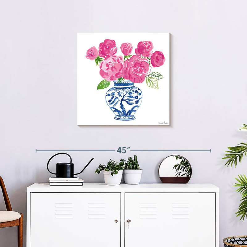 Harnek chinoiserie roses sur fond blanc I
