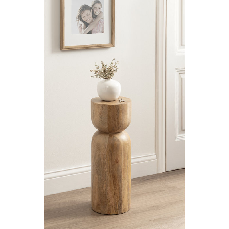 Teo Modern Sculptural Mango Wood Round Drink Table