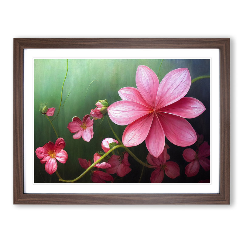 Magical Flowers - Framed Print, 25cm H x 34cm W x 2cm D, Walnut