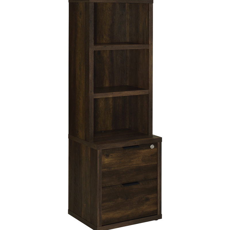 Bibliothèque murale 3 pièces en pin foncé avec tablettes ouvertes pour un rangement polyvalent dans le salon