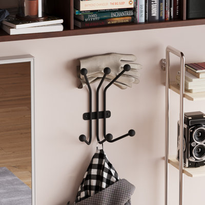 Crochet mural en métal robuste, noir, 9,1 po x 5,1 po | Hauteur: 11,8 po, épaisseur: 0,4 po | Corps en métal durable, capacité maximale: 22 lb | Idéal pour le vestibule, la cuisine ou l'organisation de la salle de bain
