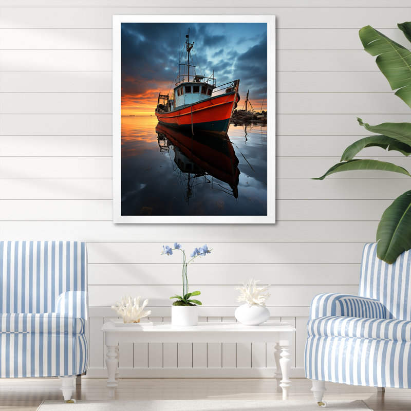 Port Port Silhouette II sur impression sur toile, H 40 po x l 30 po x P 1,5 po, Cadre photo blanc