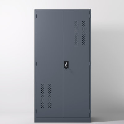Metal Garage Storage Cabinet With 2 Doors And 4 Adjustable Shelves - 71.96-Inch Steel Lockable File Cabinet With Pegboard Interior, Suitable For Home by 17 Stories