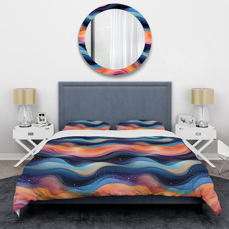 Literie à motif galaxie Celestial Dreams, Housse de couette pour grand lit et 2 taies décor