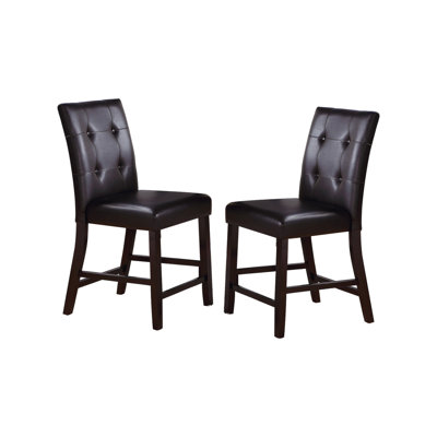 Leroux Upholstered Counter Height Chairs In Espresso Finish, Set Of 2