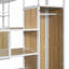 Lit mezzanine double en métal avec escalier de rangement et garde-robe-181065898