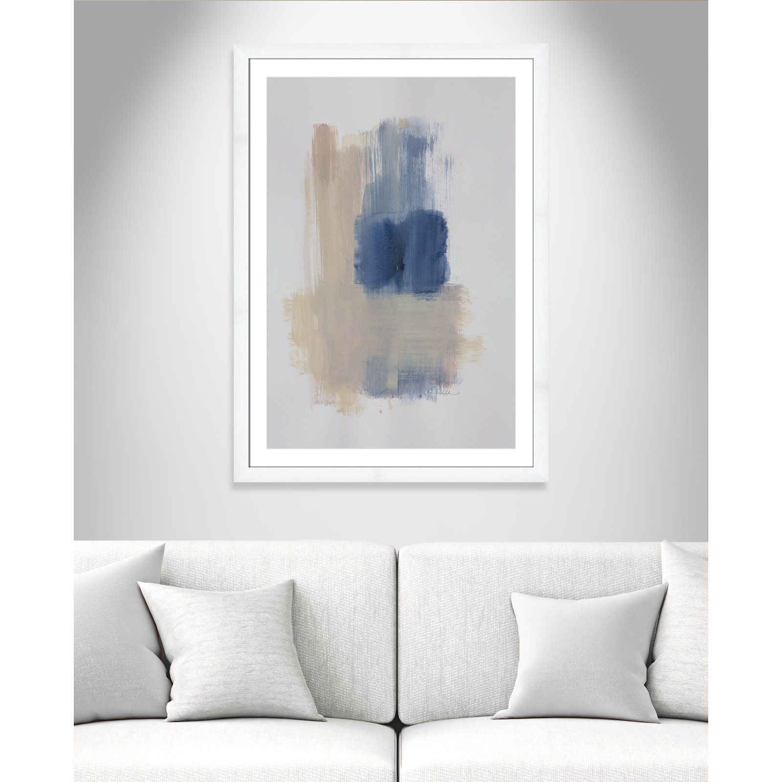 Powder Room Wash III by Casa Fine Arts, White Cube Frame Matted, 43" H x 31" W x 1.25" D  
