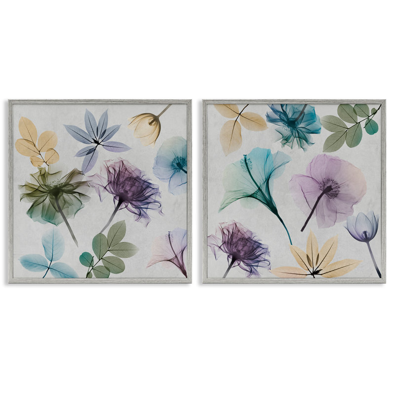 «X-Ray Floral Collage», ensemble de 2 giclées par Albert Koetsier, Estampe numérique Farmhouse, H 12 po x l 12 po