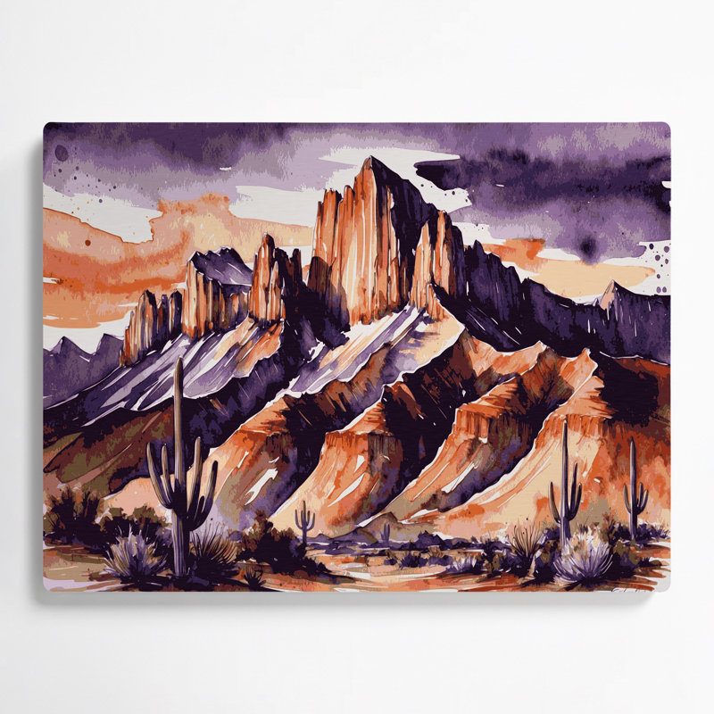 Art mural en métal mauve Southwestern, H 12 po x l 18 po