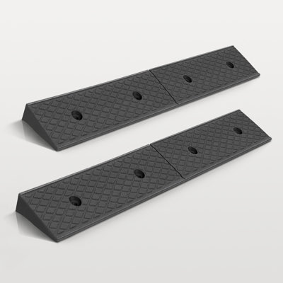 Set Of 2 Rubber Curb Ramps  Rise Heavy-Duty Threshold Driveway Ramp For Cars And Wheelchairs