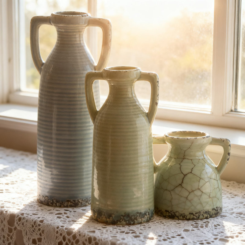 Ensemble de 3 vases en céramique Farmhouse