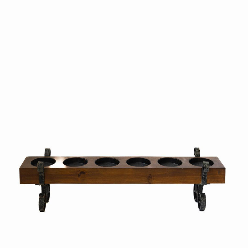 Porte-bougie en bois et métal