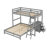 River Bunk Bed With Storage Drawers, Desk, And Shelves,  Solid Pine Wood And MDF-690606684-690606682