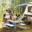 4-Person Rectangular White Folding Outdoor Dining Set